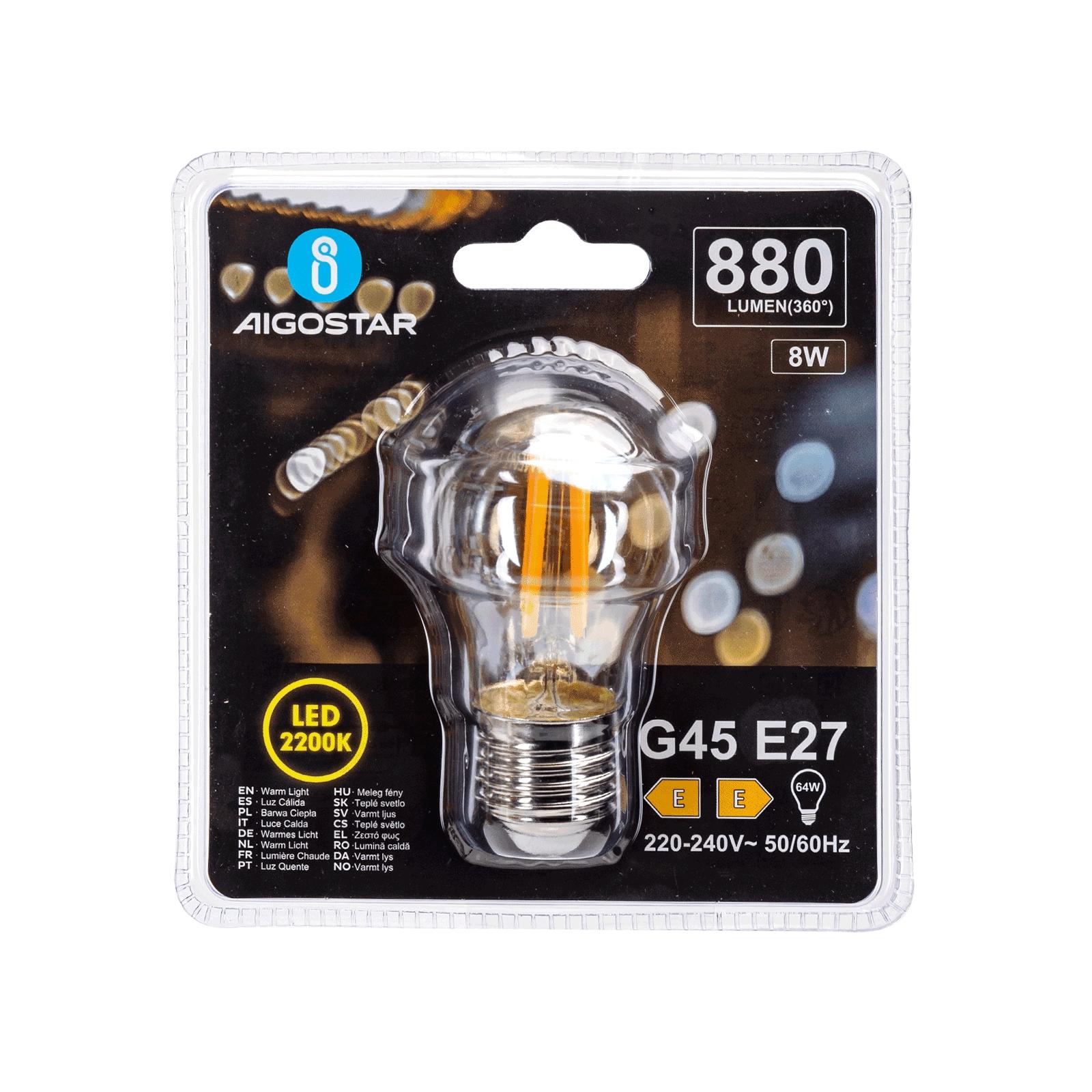 LED Filament Bulb (Amber) G45 E27 8W