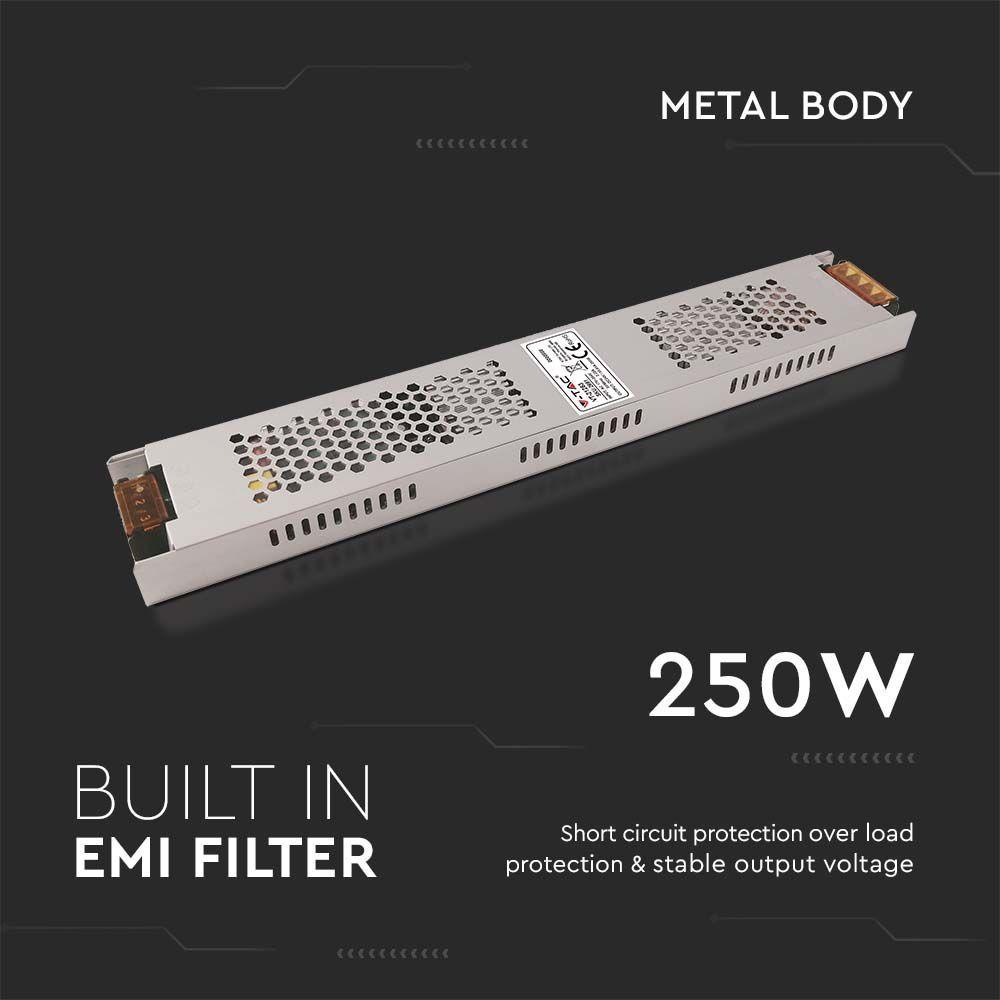 250W Zasilacz LED, Zasilanie:24V 10.41A, IP20, VTAC, SKU 2691