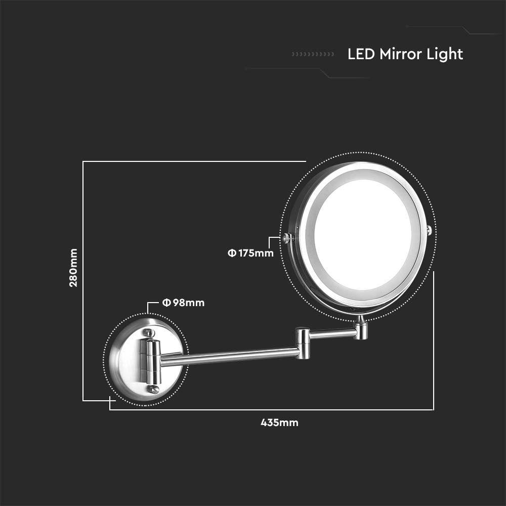 VT-7571 3W LED MIRROR LIGHT WALL MOUNTED 4xAA BATTERY NICKEL