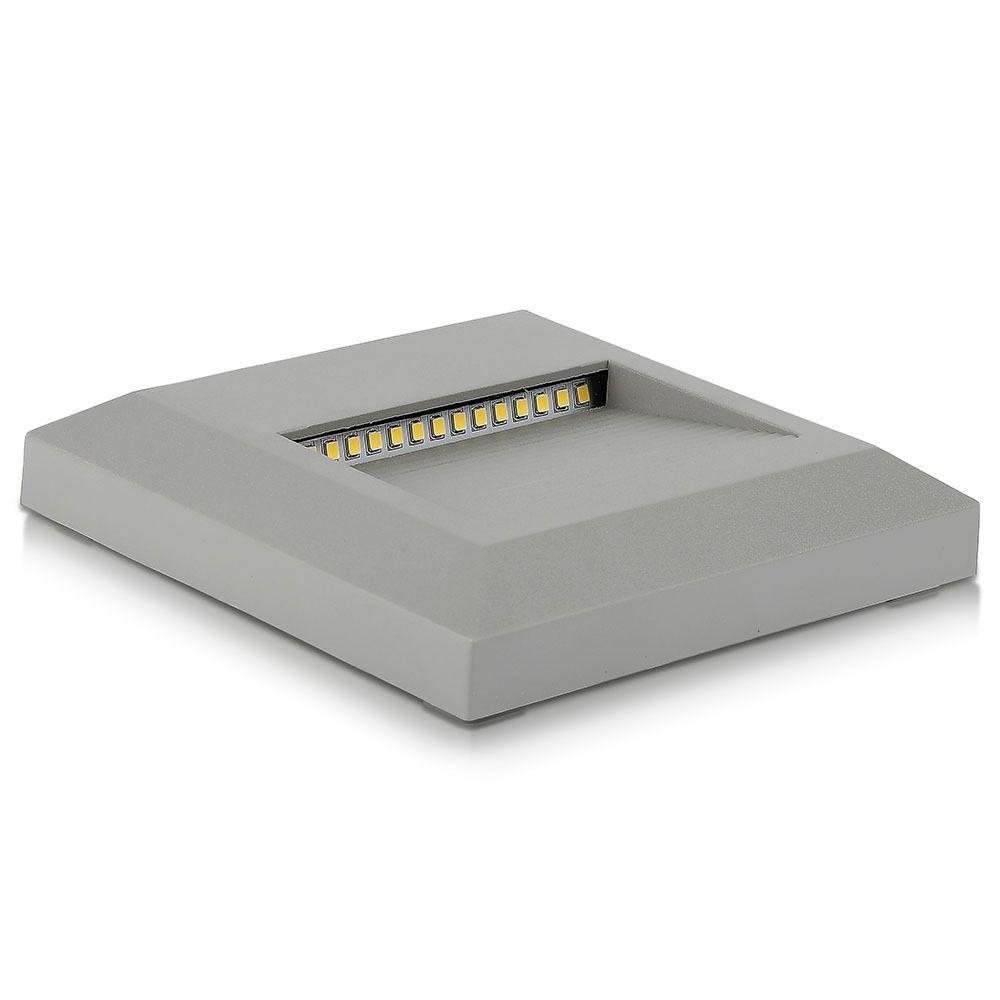 VT-1152 2W LED STEP LIGHT 4000K GREY BODY SQUARE