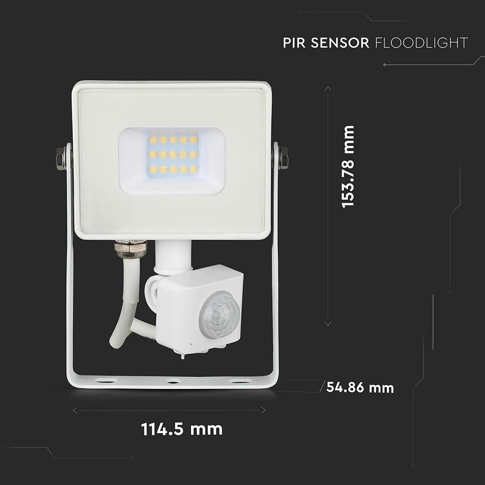 VT-10-S 10W SMD PIR SENSOR FLOODLIGHT SAMSUNG CHIP 4000K WHITE BODY