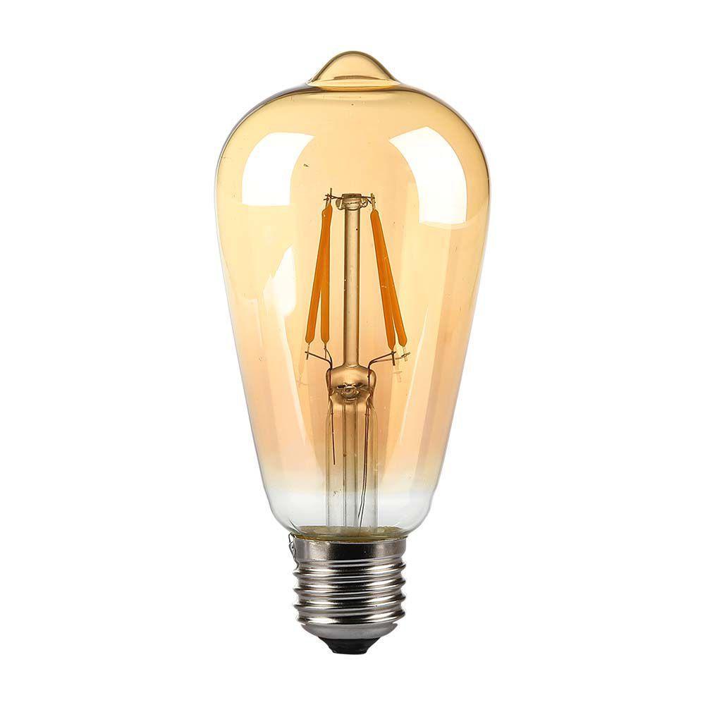 4W ST64 Żarówka LED Filament, Klosz: Bursztyn, Barwa:2200K, Trzonek:E27, VTAC, SKU 214361