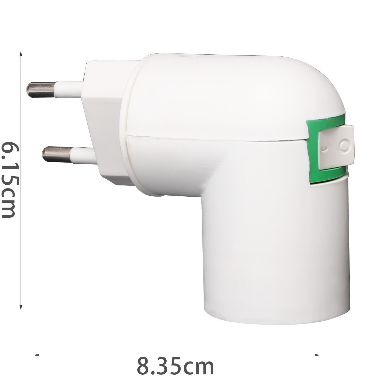 Adapter-przejściówka do żarówki PP na E14 z przełącznikiem biały