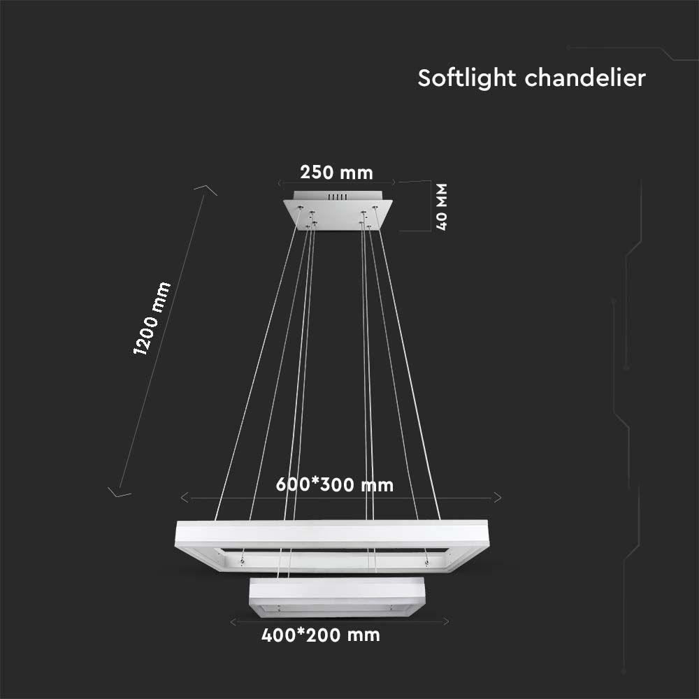 115W Lampa Wisząca, Klosz: Aluminium, Barwa:3000K, Ściemniana, Biały, VTAC, SKU 213986