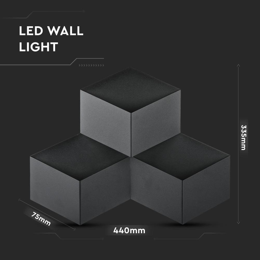 9W Lampa ścienna LED, Barwa:3000K, IP20, Obudowa: Czarna, VTAC, SKU 8223