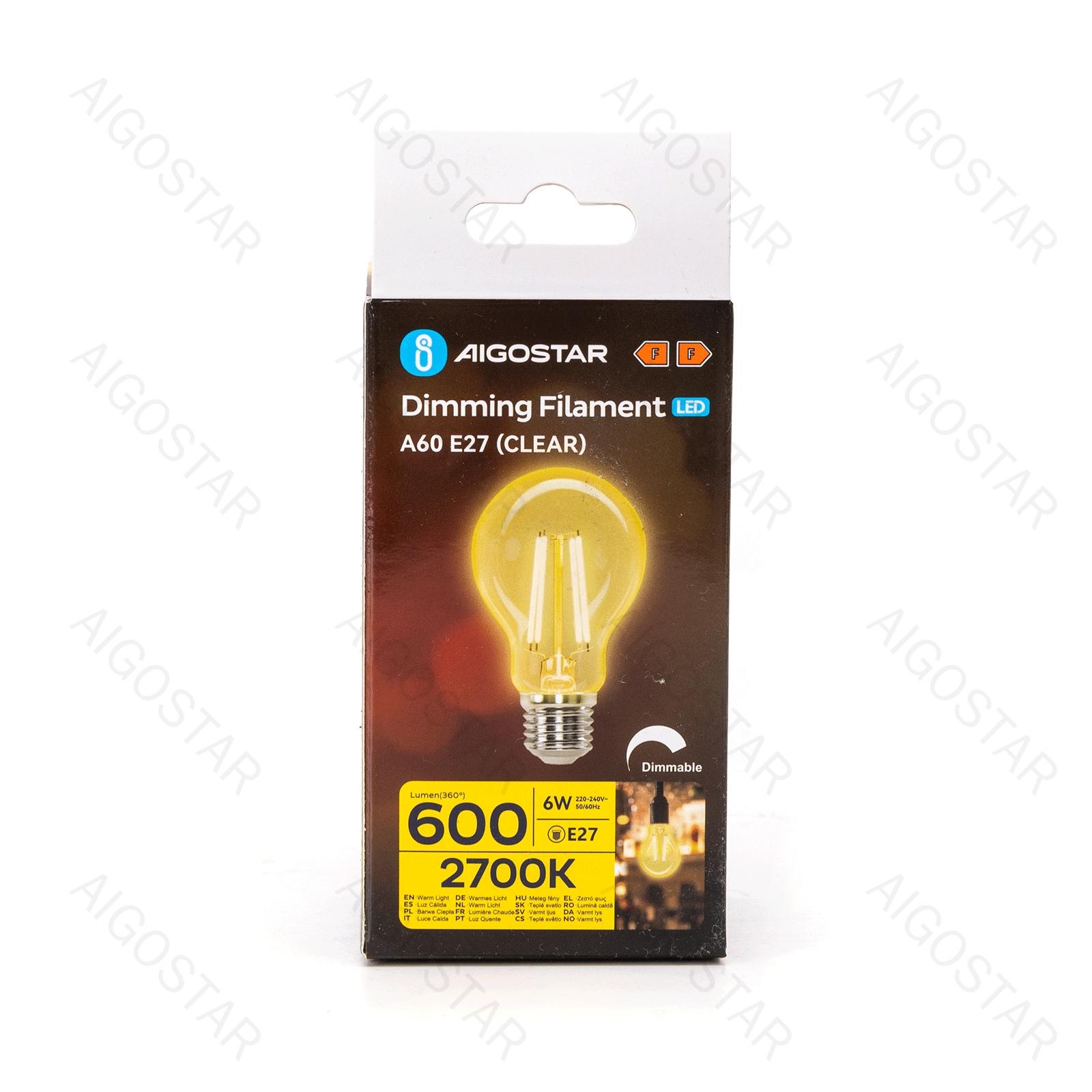 LED dimming filament A60 E27 6W 2700K