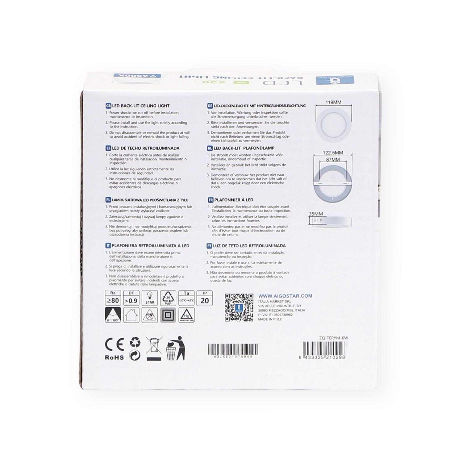 Downlight natynkowy okrągły LED 6W Światło białe