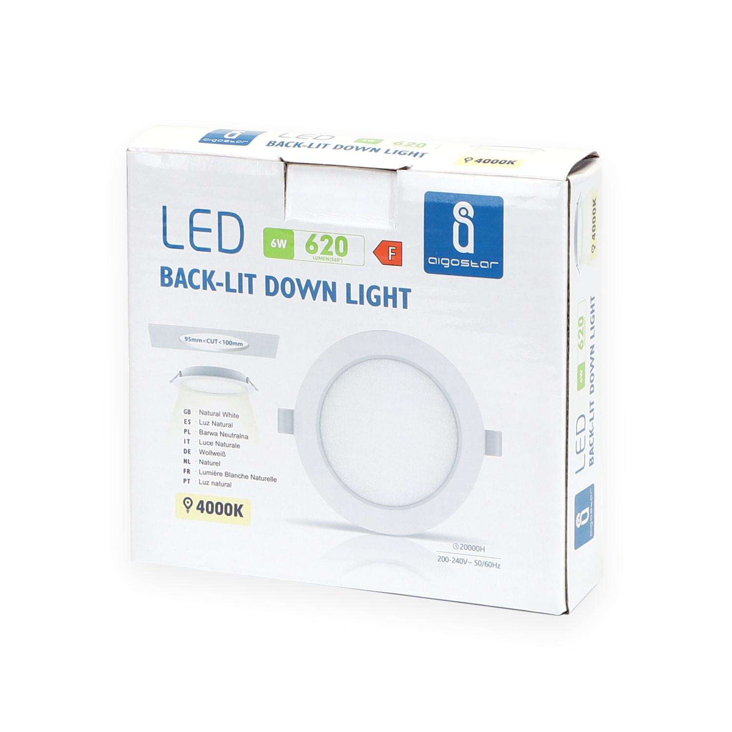 E6 LED  Flush-mounted Round Downlight 6W Natural Light