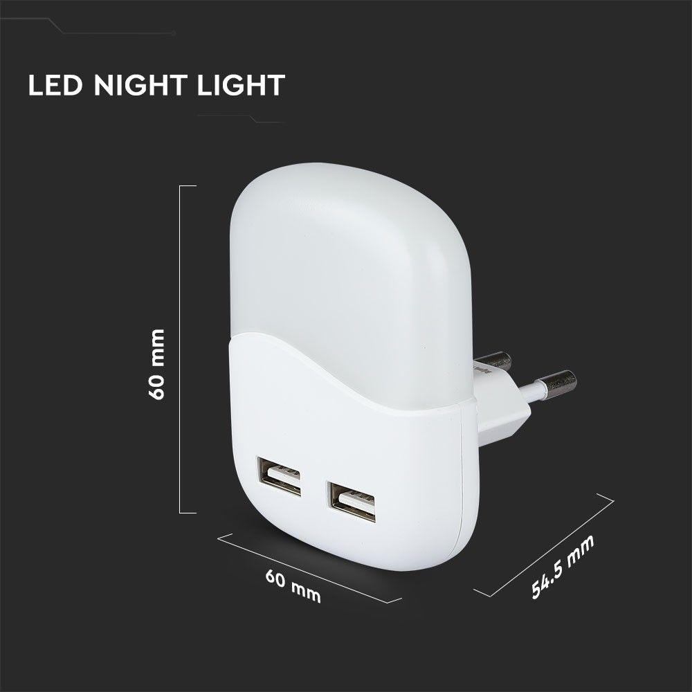 VT-84 0.45WLED NIGHT LIGHT(EU PLUG) WITH USB & SAMSUNG CHIP 4000K-SQUARE