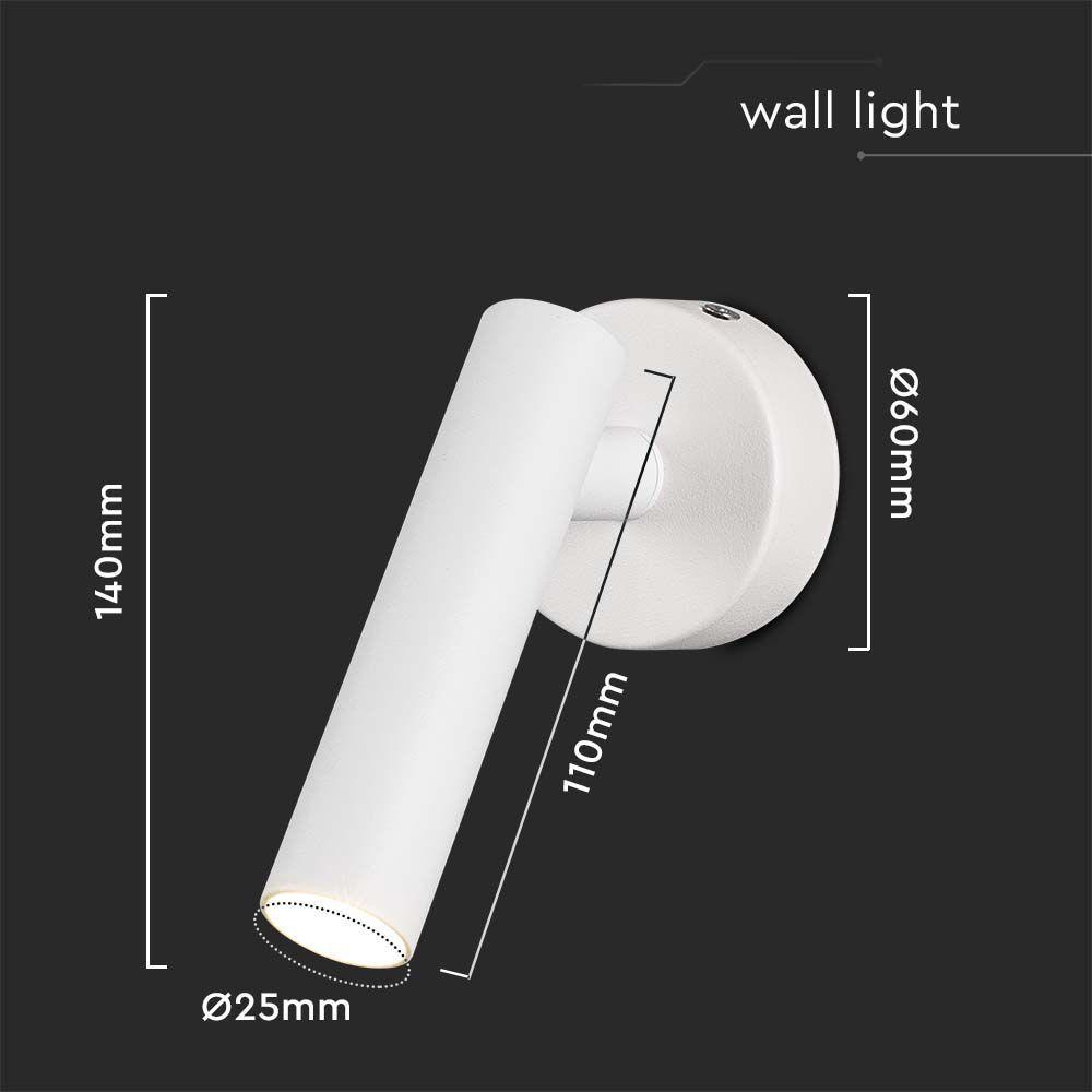 VT-412-M 2W LED WALL MOUNTED SPOTLIGHT 3000K WHITE BODY