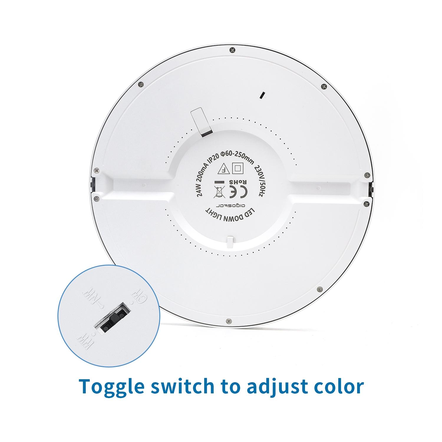 E6 LED Round Downlight 24W Adjustable Size and Color Temperature