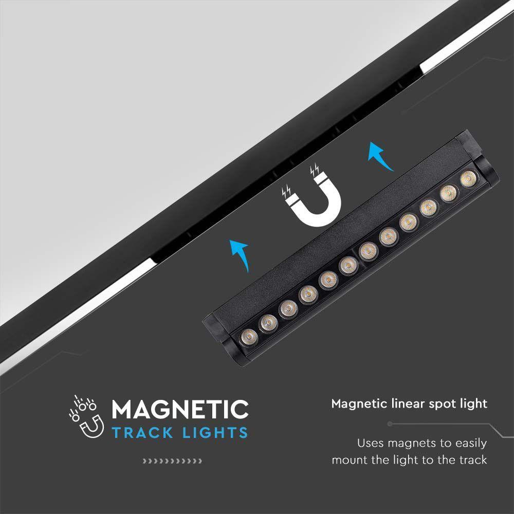 12W Lampa LED na szynoprzewód MAGNETIC regulowana, Barwa: 4000K, Obudowa: Czarna , VTAC, SKU 10260