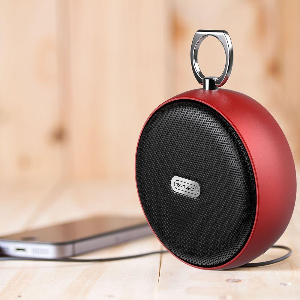 Głośnik bluetooth z funkcją TWS, Obudowa: metal/AUX/USB/Slot MICRO SD/800mAh, Czerwony, VTAC, SKU 7716