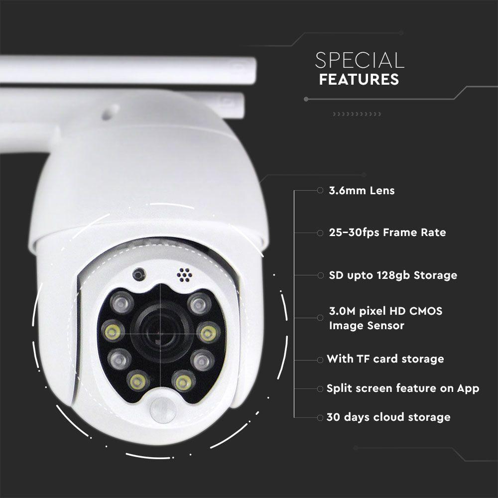 VT-5158 IP OUTDOOR WIFI CAMERA WITH 8 LED LIGHTS-3MP-IP65-DOME