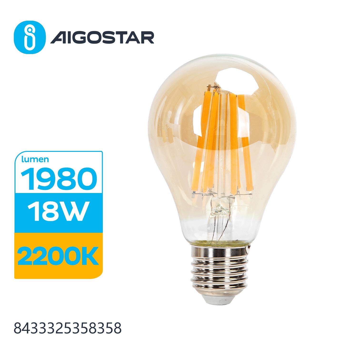 LED Filament Bulb (Amber) A65 E27 18W