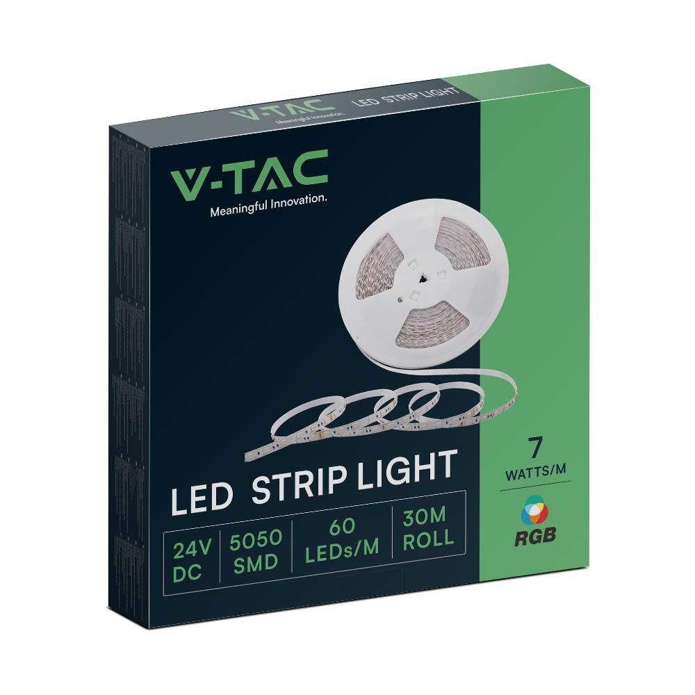 VT-5050 60 7W/M LED STRIP LIGHT RGB 24V IP20 DOUBLE PCB 30M ROLL