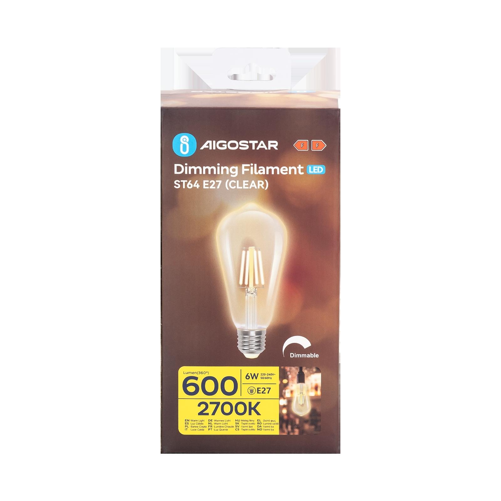 LED E27 ST64 6W Barwa Ciepła