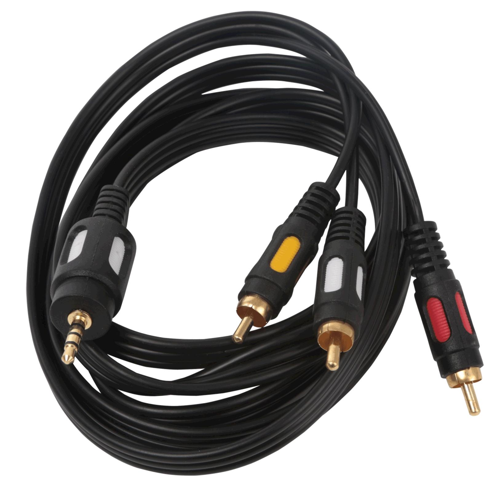 Kabel audio 3x RCA 1,8 m czarny