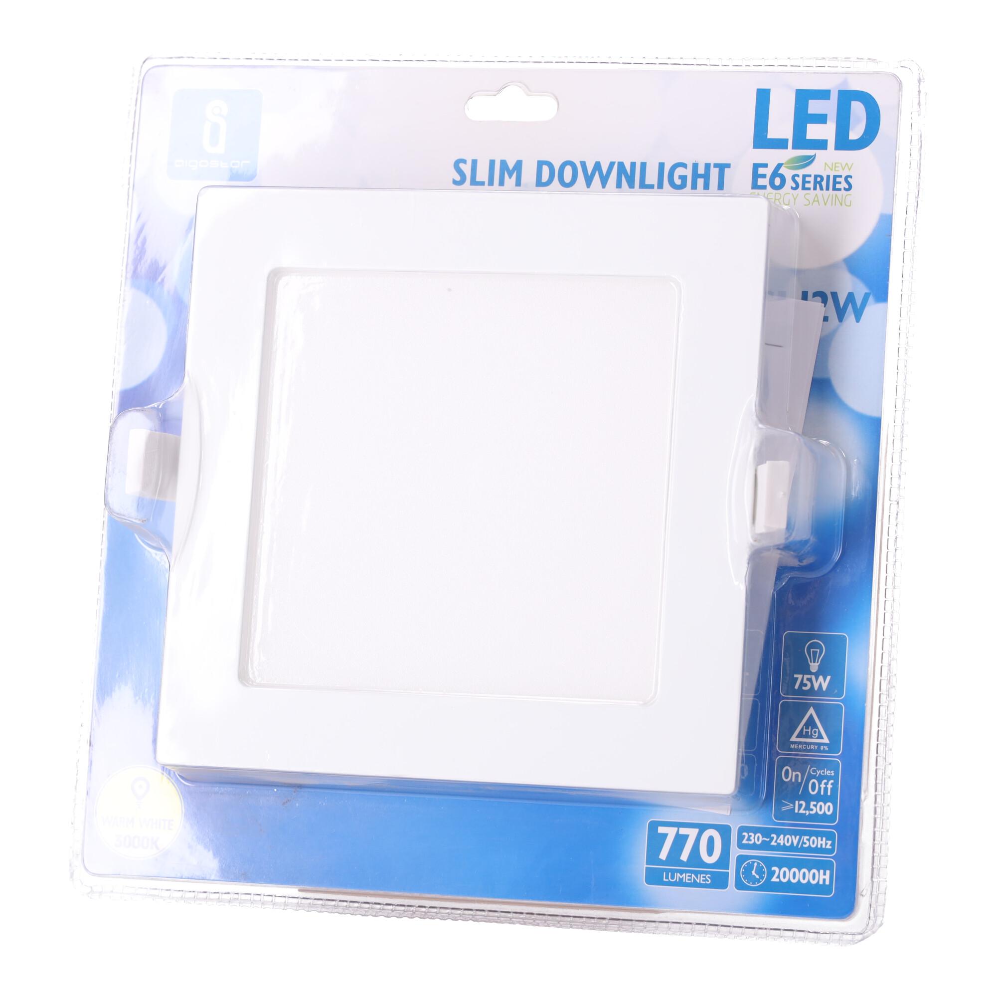 E6 LED Flush-mounted Square Downlight 12W Yellow Light