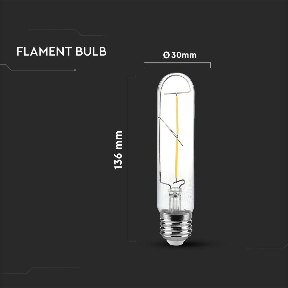 2W T30 Żarówka LED Filament, klosz: Transparentny, Barwa:2700K, Trzonek:E27, VTAC, SKU 7251