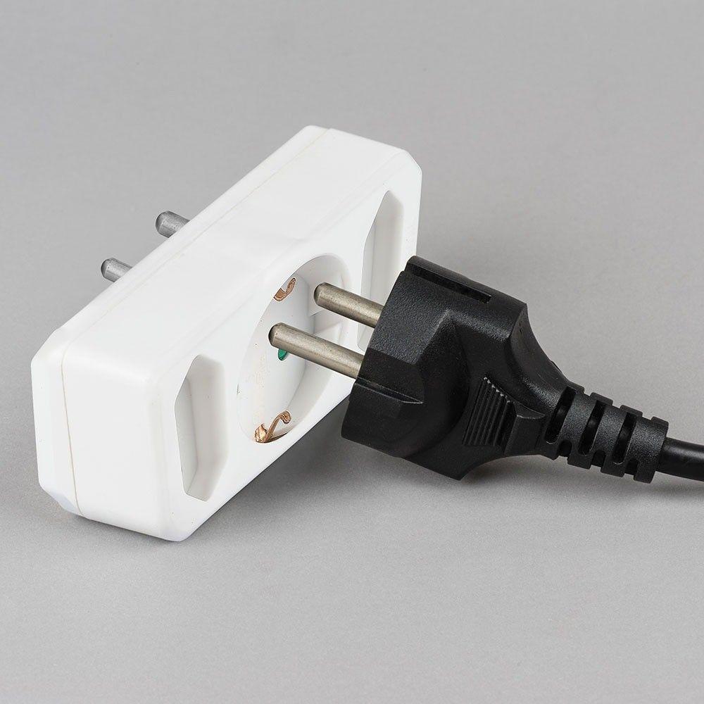 VT-1053 ADAPTER WITH 2 SOCKET (2.5A/16A) WITH EARTHING - WHITE