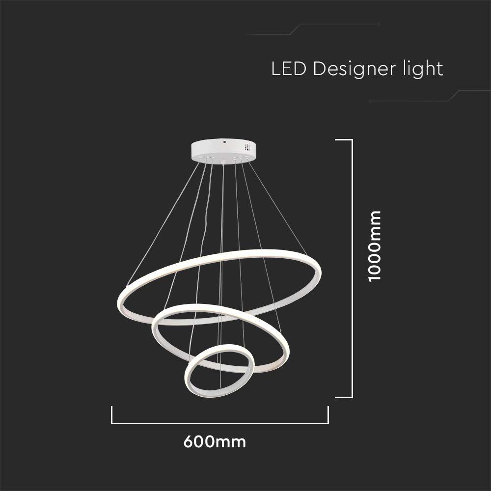 Dekoracyjna Lampa Wisząca LED,  Barwa: 3000K, Obudowa: Biała     , VTAC, SKU 8018