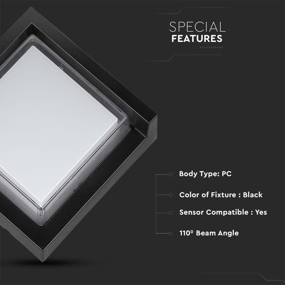 VT-831 7W LED WALL LIGHT CAP COVER 3000K BLACK SQUARE