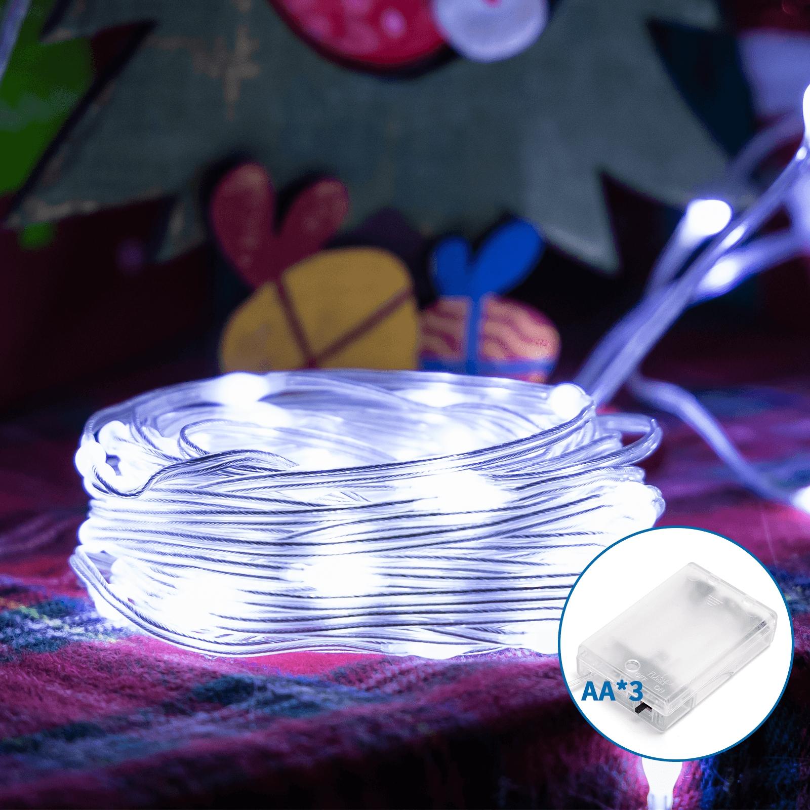 3AA battery string lights (PVC & copper), cold white, 2m