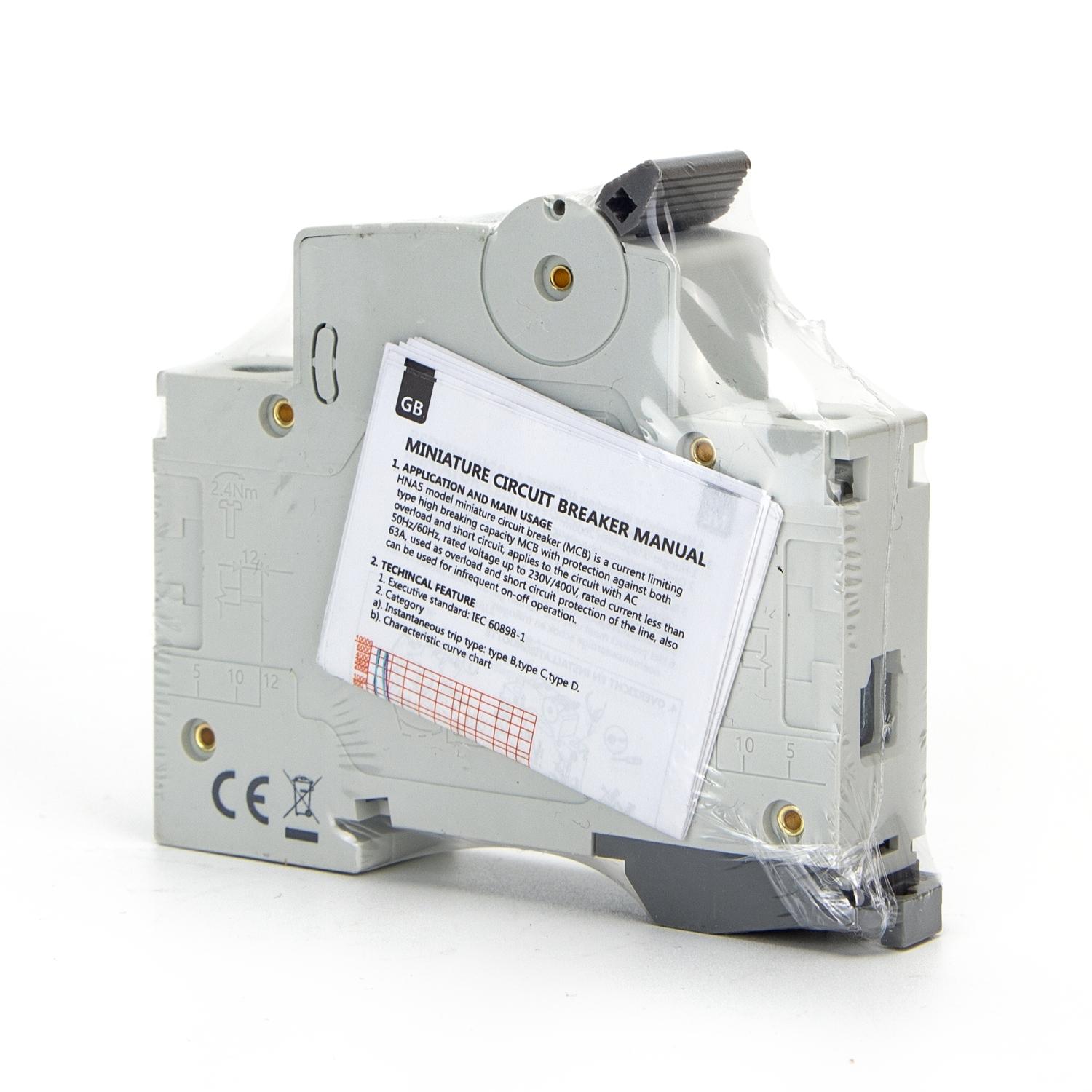 Miniature Circuit Breaker 1P 63A C CURVE Gray