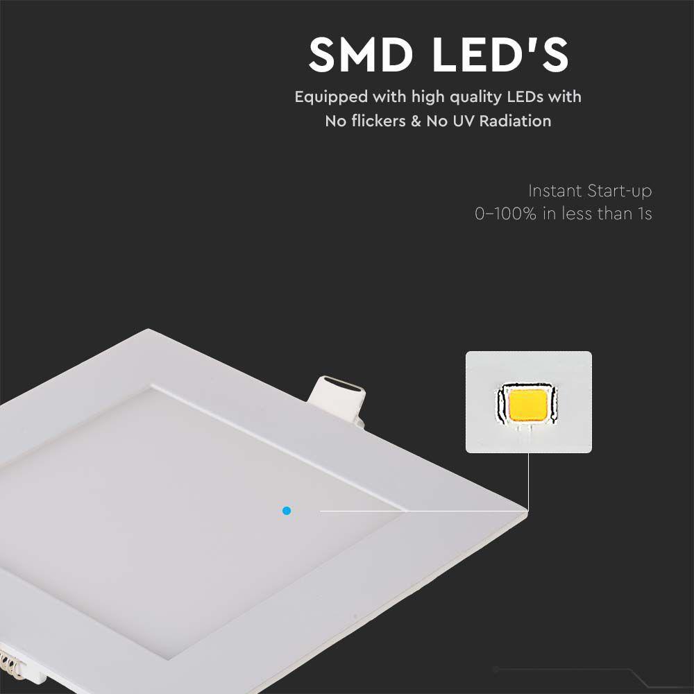 12W Panel LED, Barwa:6400K, Kwadratowa, VTAC, SKU 214868