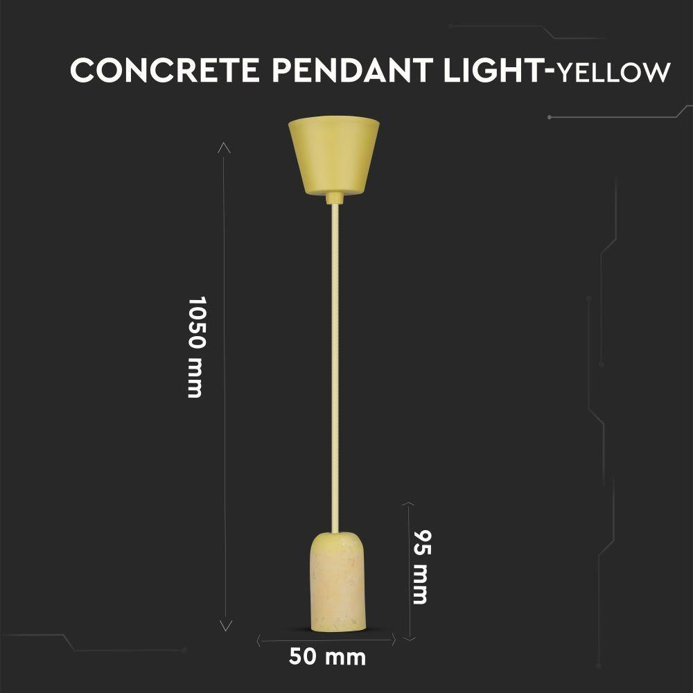 Lampa Wisząca, Trzonek:E27, Gips, Żółty, VTAC, SKU 3745