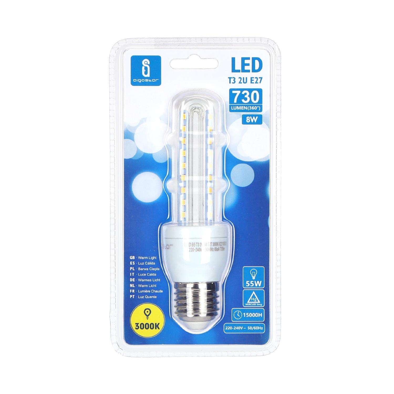 LED E27 8W U-tube