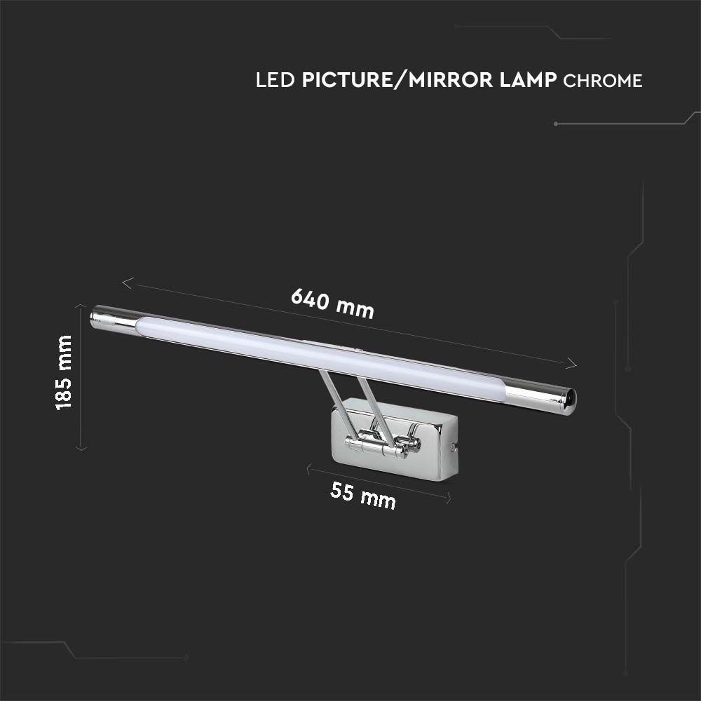 VT-7012 13W LED PICTURE/MIRROR LAMP CHROME 4000K D:640MM