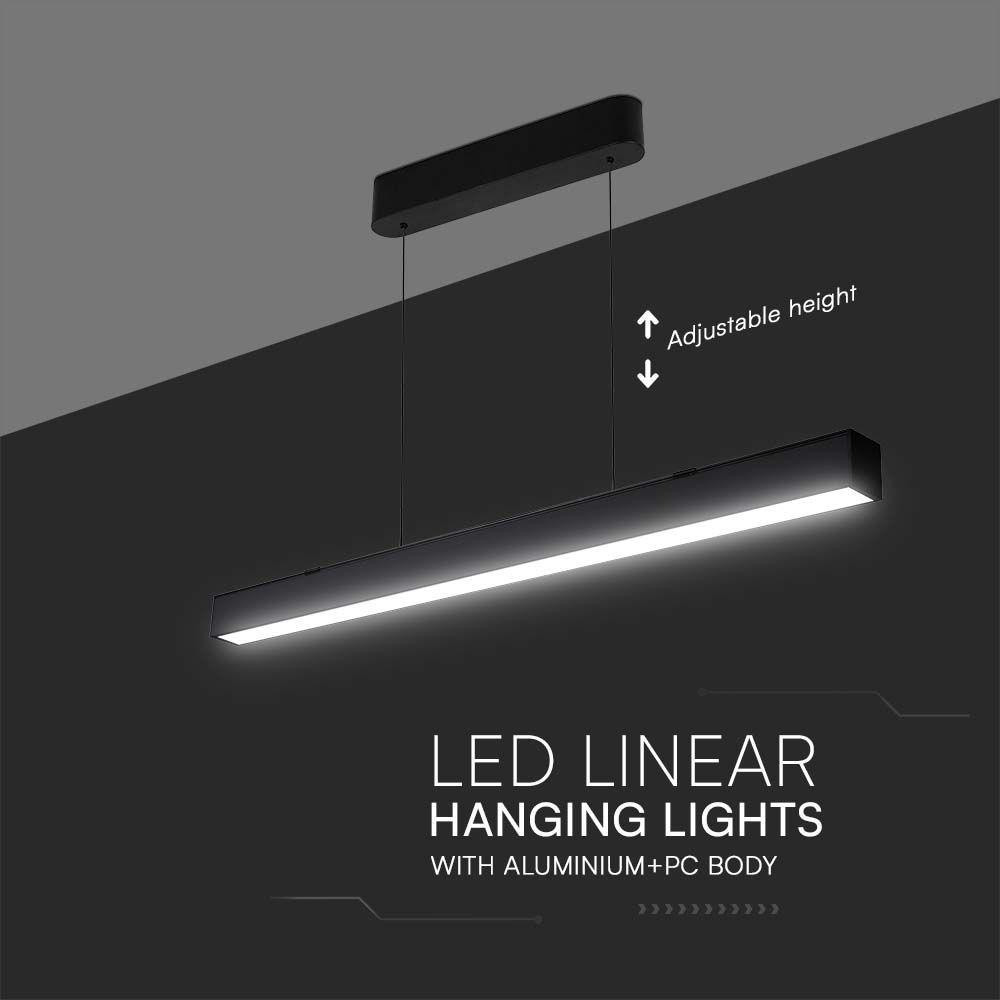 VT-7-44 40W LED LINEAR HANGING SUSPENSION LIGHT-SAMSUNG CHIP-UP & DOWN SYSTEM 3IN1 BLACK BODY