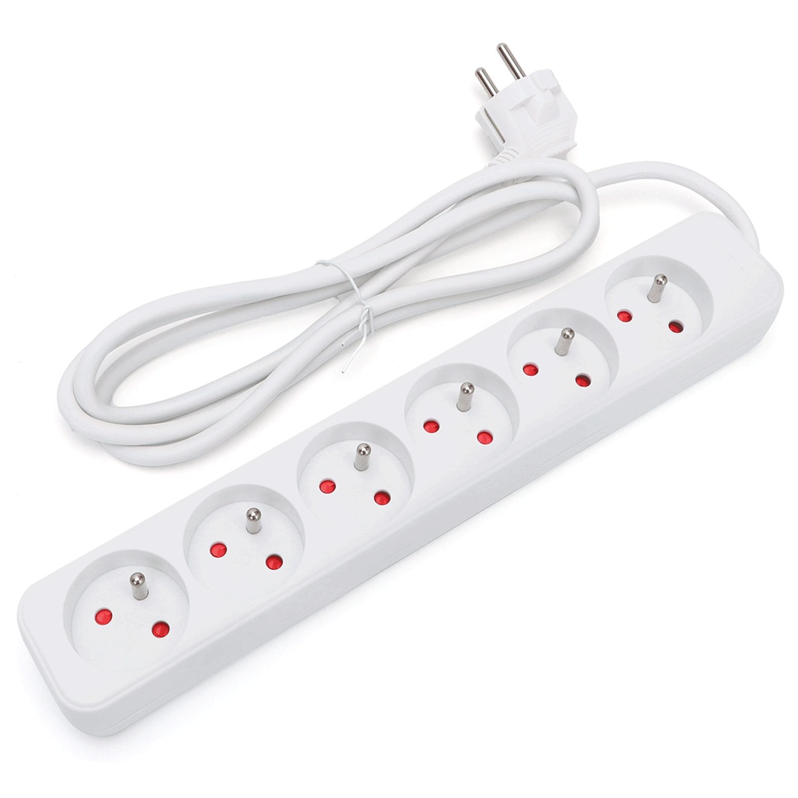 Power strips 6-way 1.5m H05VV-F 3G1.0m㎡ White