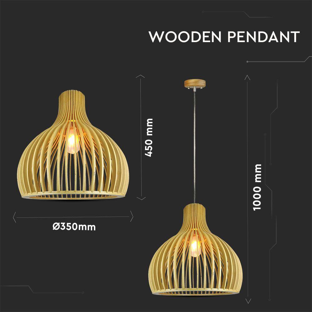 VT-3450 WOODEN PENDANT LIGHT WITH CHROME DECORATIVE CAP-E27