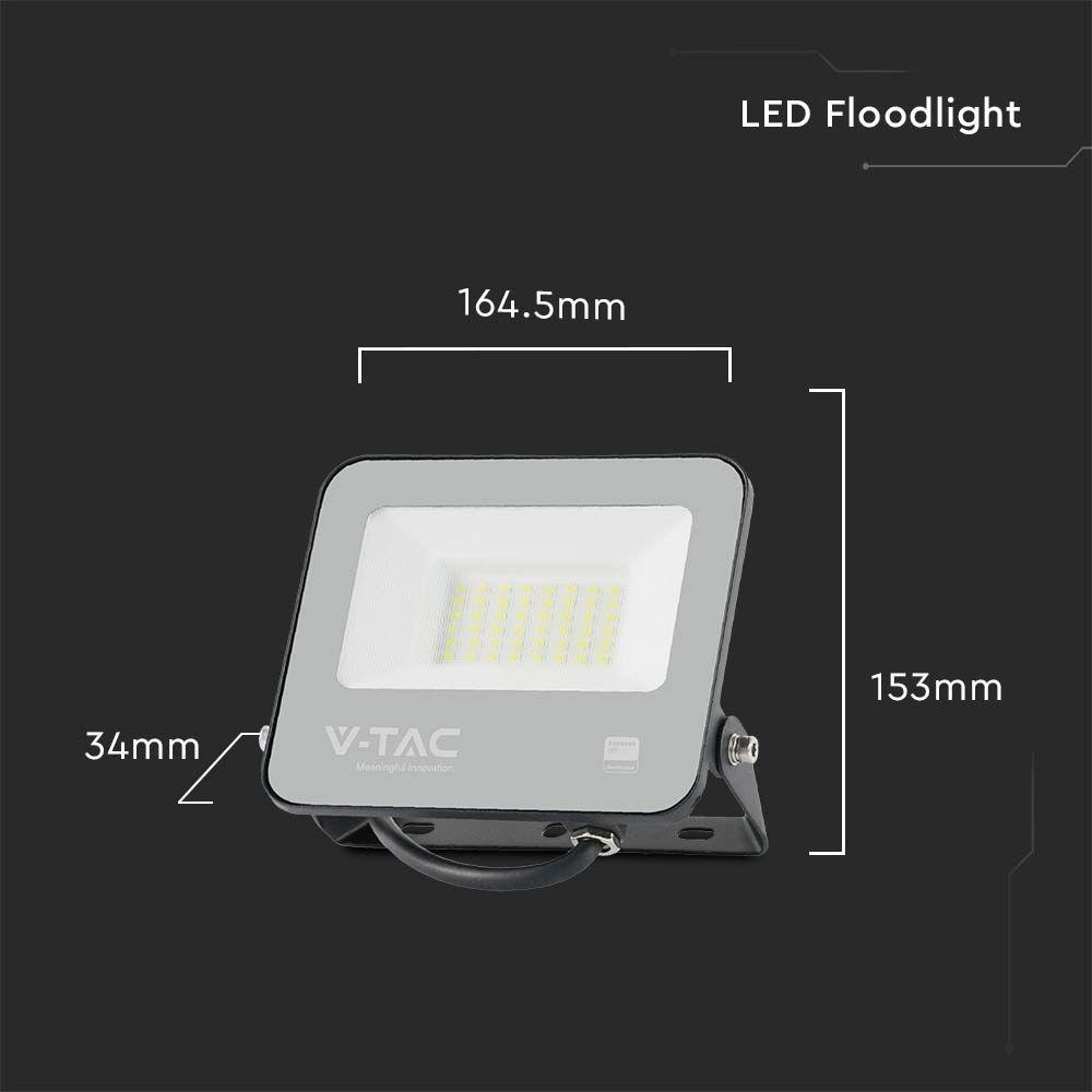 30W Naświetlacz LED SMD, Barwa:6500K, Obudowa: Czarna , Skuteczność 185lm/W, VTAC, SKU 9891