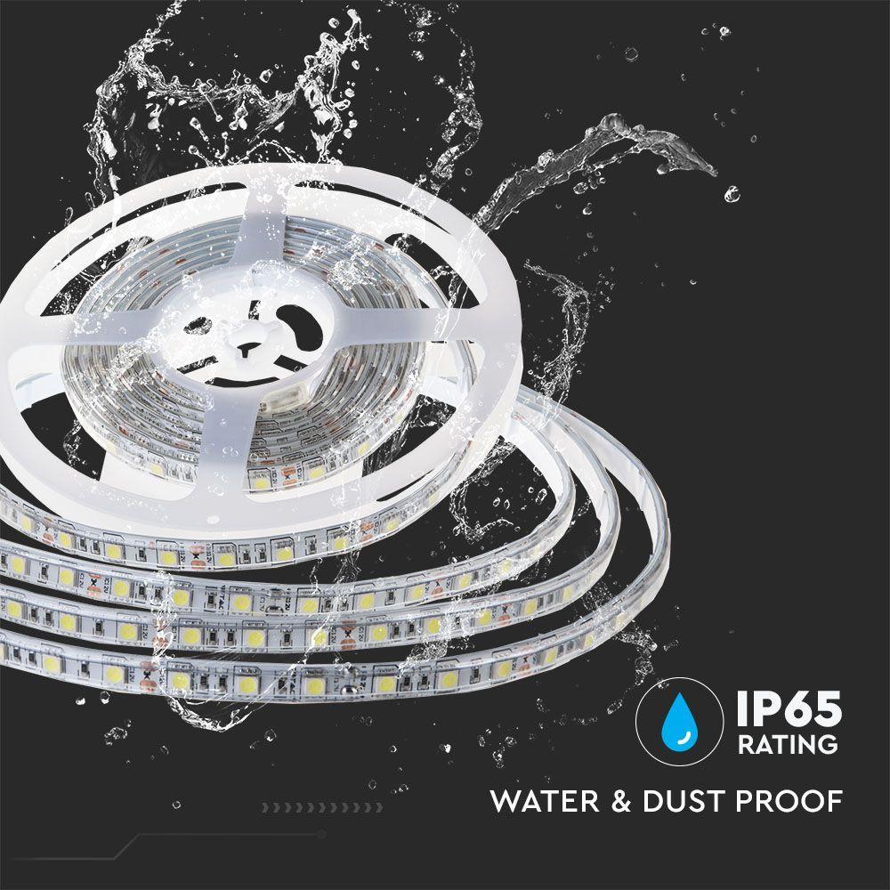 Zestaw Taśma LED z zasilaczem i sterownikiem, Barwa:3000K, IP65, Zasilanie:12V, Rolka:5m, VTAC, SKU 2606