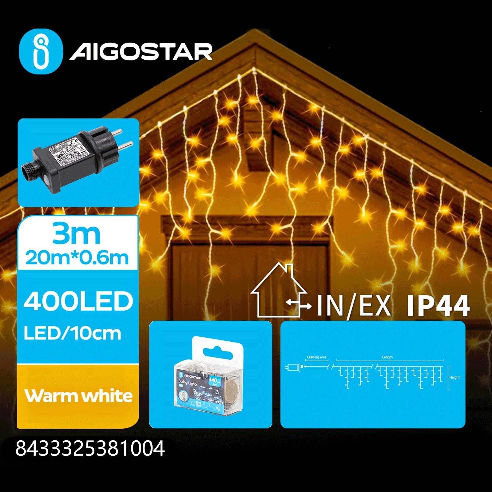 Low voltage icicle (wave) flat string lights, warm white, 20m*0.6m