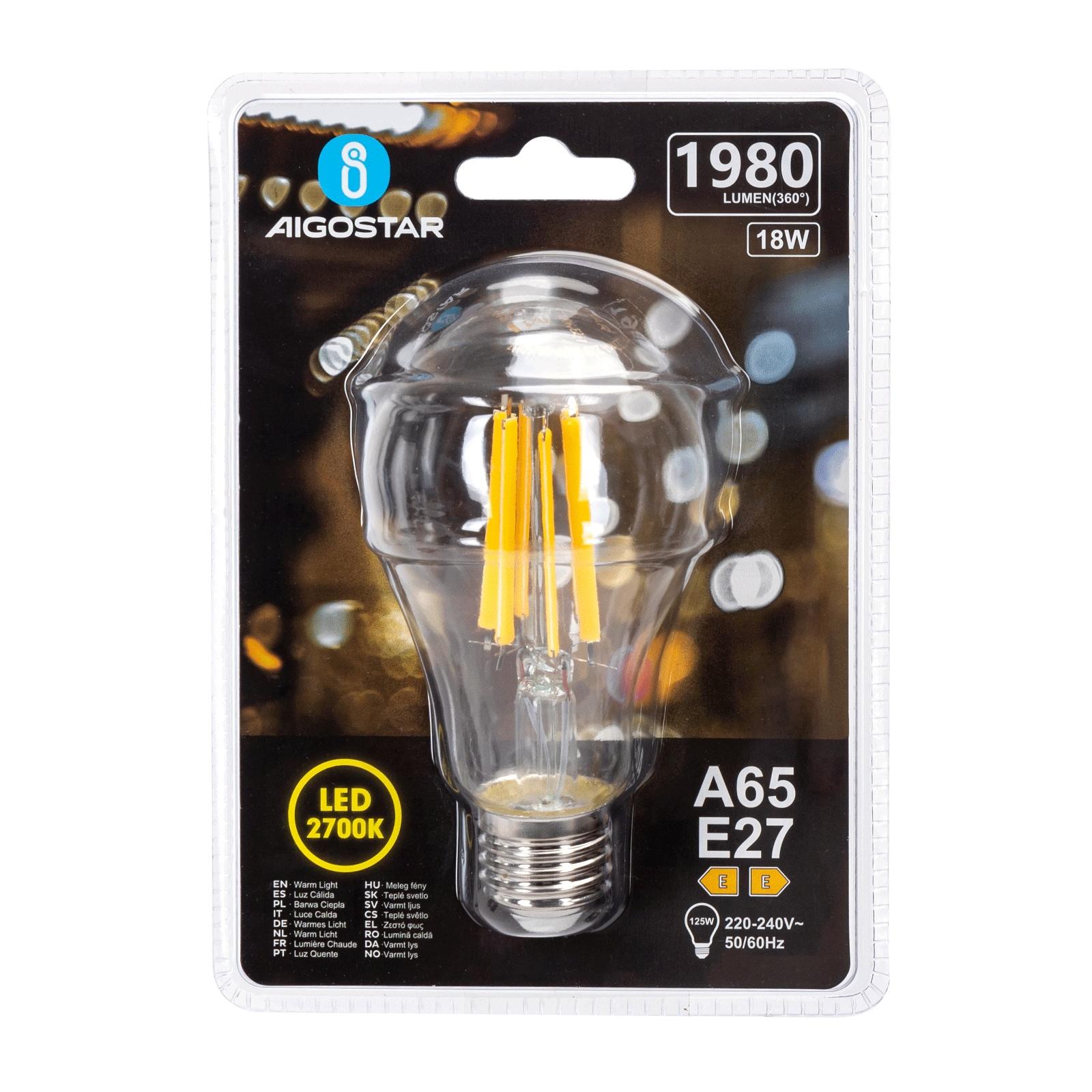 LED Filament Bulb (Clear) A65 E27 18W