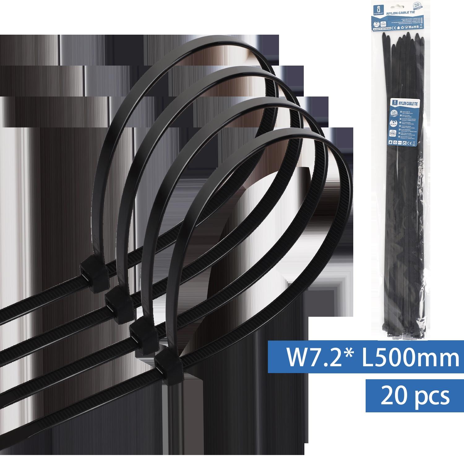 Nylonowa opaska zaciskowa (20 szt.) 7,2x500  mm czarna