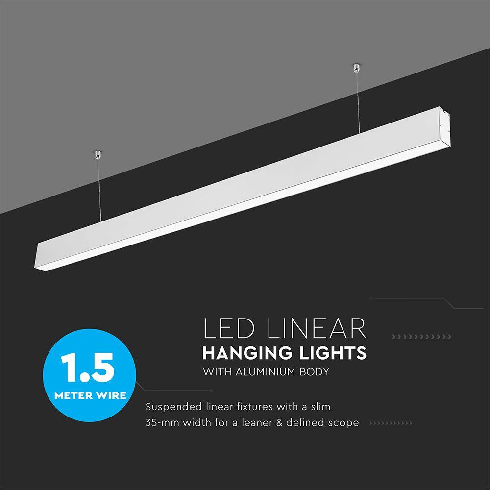 VT-7-40 40W LED LINEAR (SLIM) SUSPENSION LIGHT SAMSUNG CHIP 6400K -WHITE BODY