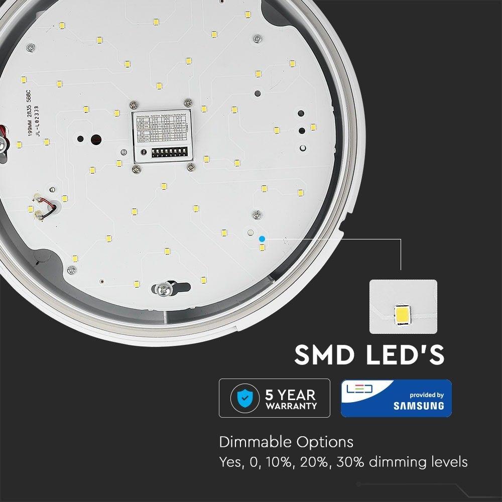 VT-16 15W FULL ROUND DOME LIGHT (MICROWAVE SENSOR) SAMSUNG CHIP 6400K