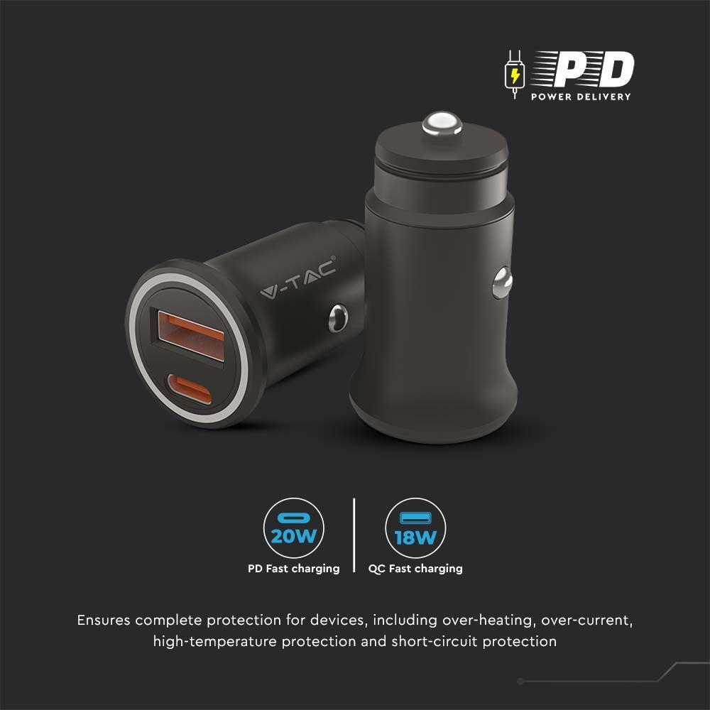 VT-5318 CAR CHARGER QC+PD