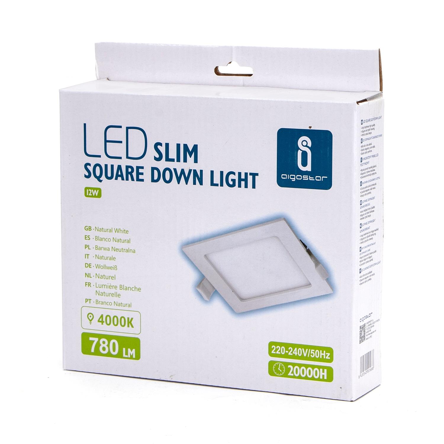 E6 LED Ultra-thin Flush-mounted Square Downlight 12W Natural Light