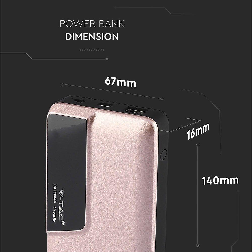 VT-3511 10000mah POWER BANK WITH DIGITAL DISPLAY & USB TYPE-C-ROSE GOLD