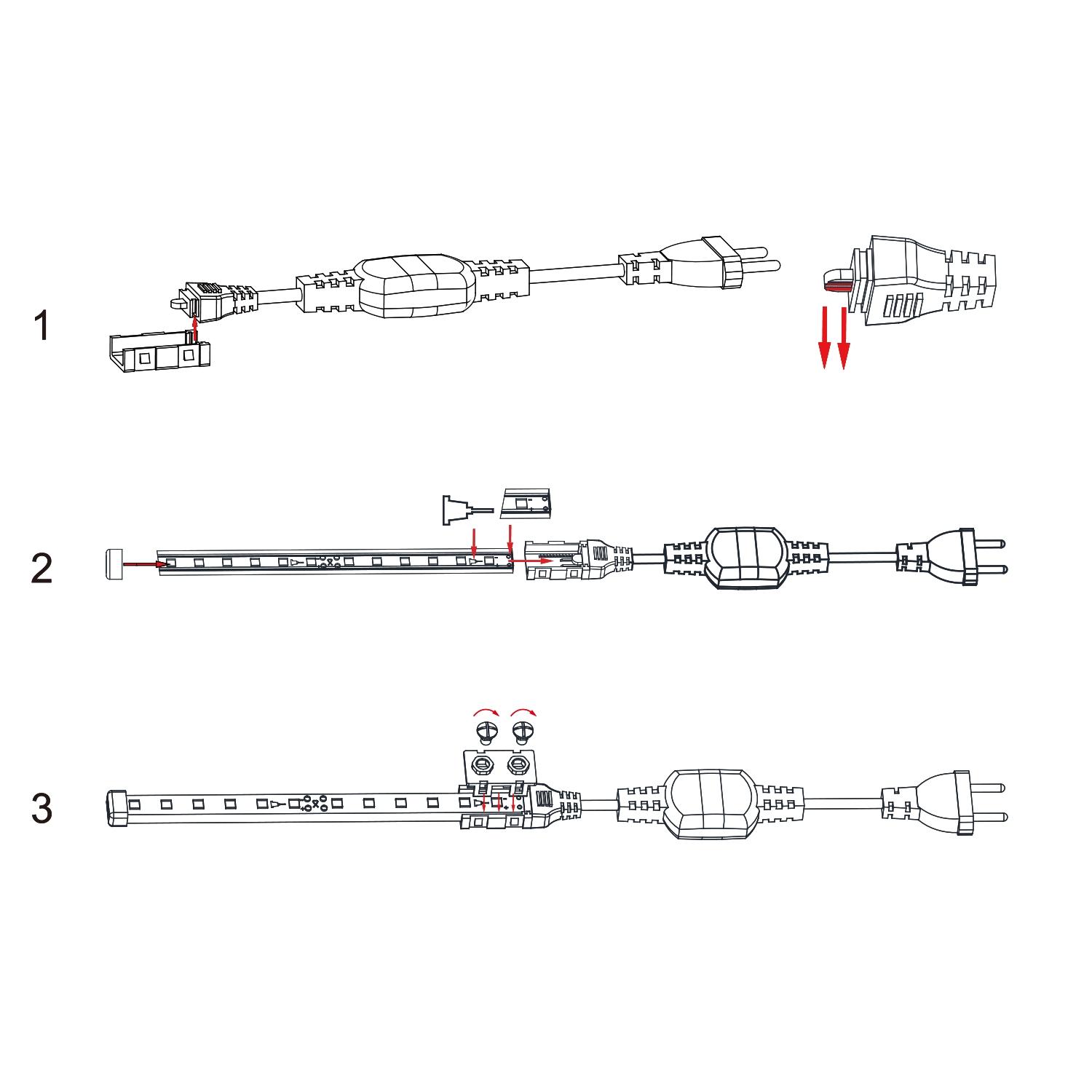 Integrated circuit strip light power cord set