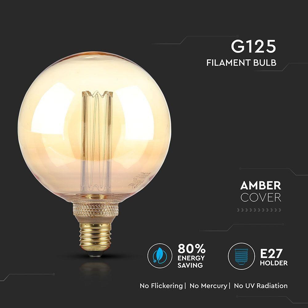 VT-2195 4W G125 LED ART FILAMENT BULB-AMBER GLASS 1800K E27