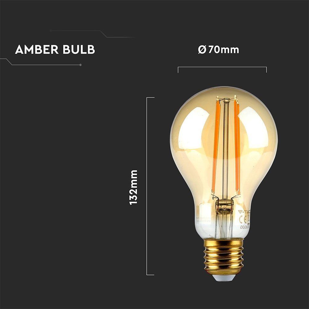 VT-2123 12.5W A70 LED FILAMENT BULB-AMBER GLASS 2200K E27