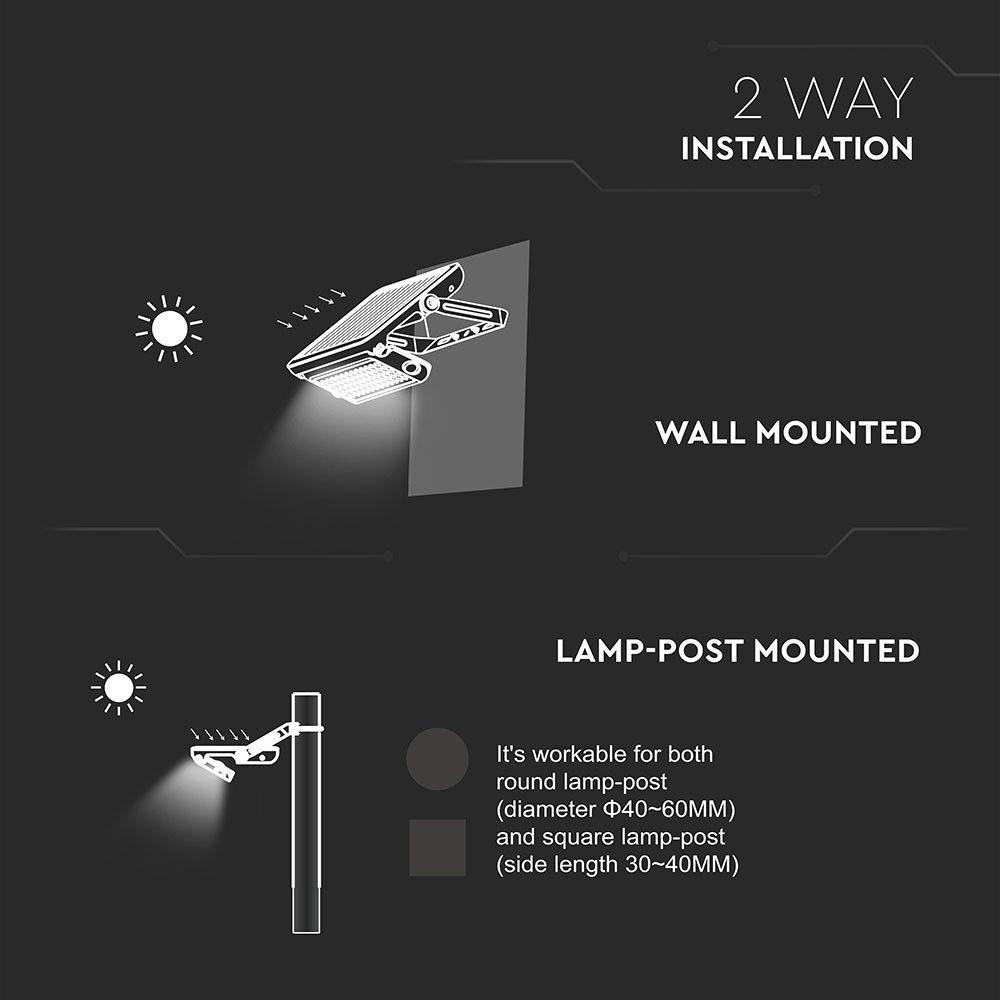 10W Naświetlacz LED solarny, Barwa:4000K, Obudowa: Czarna, VTAC, SKU 8550